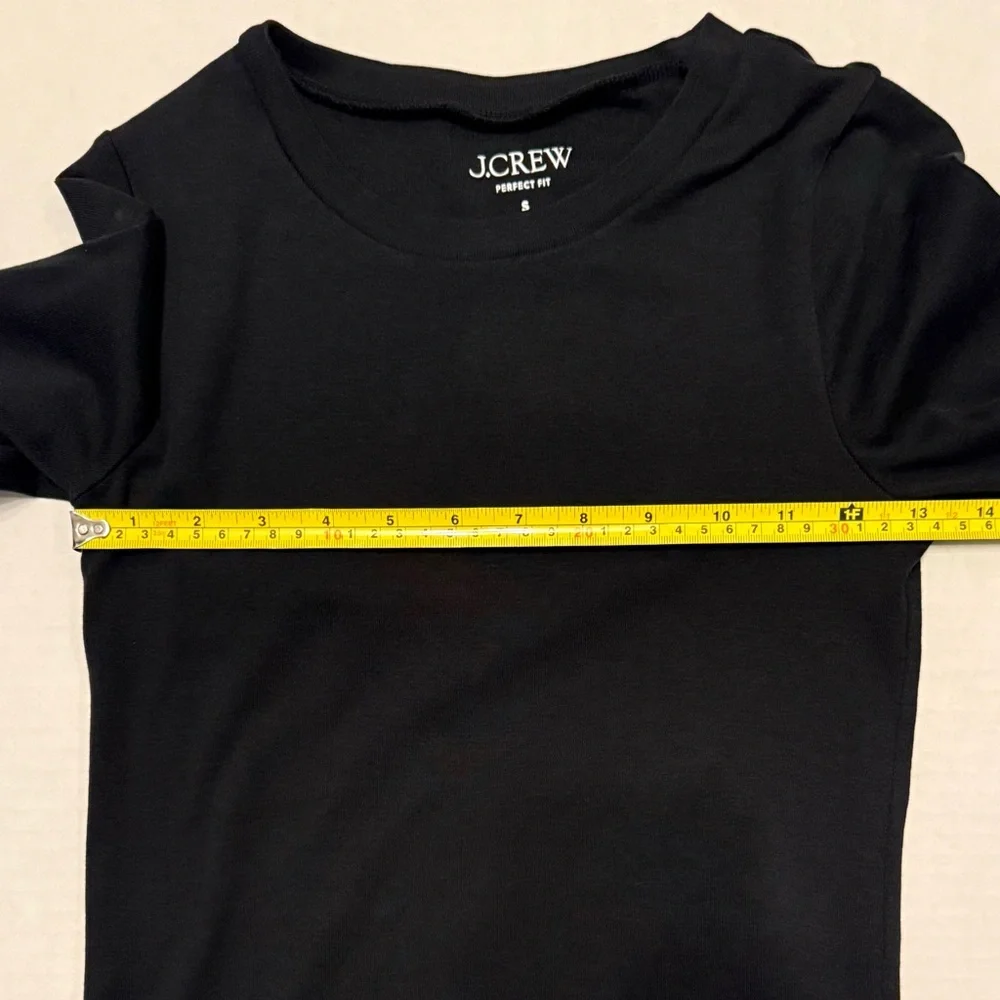 J. Crew Perfect Fit Long Sleeve Crewneck T-Shirt Black Size S BL112